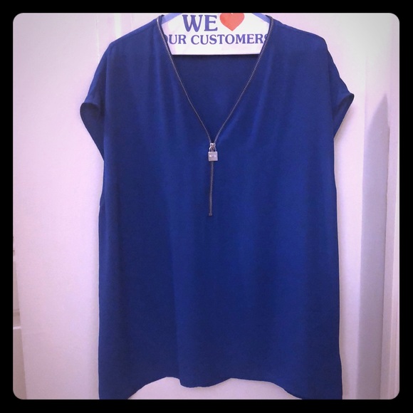 Michael Kors Blue zippier Top - Picture 1 of 5